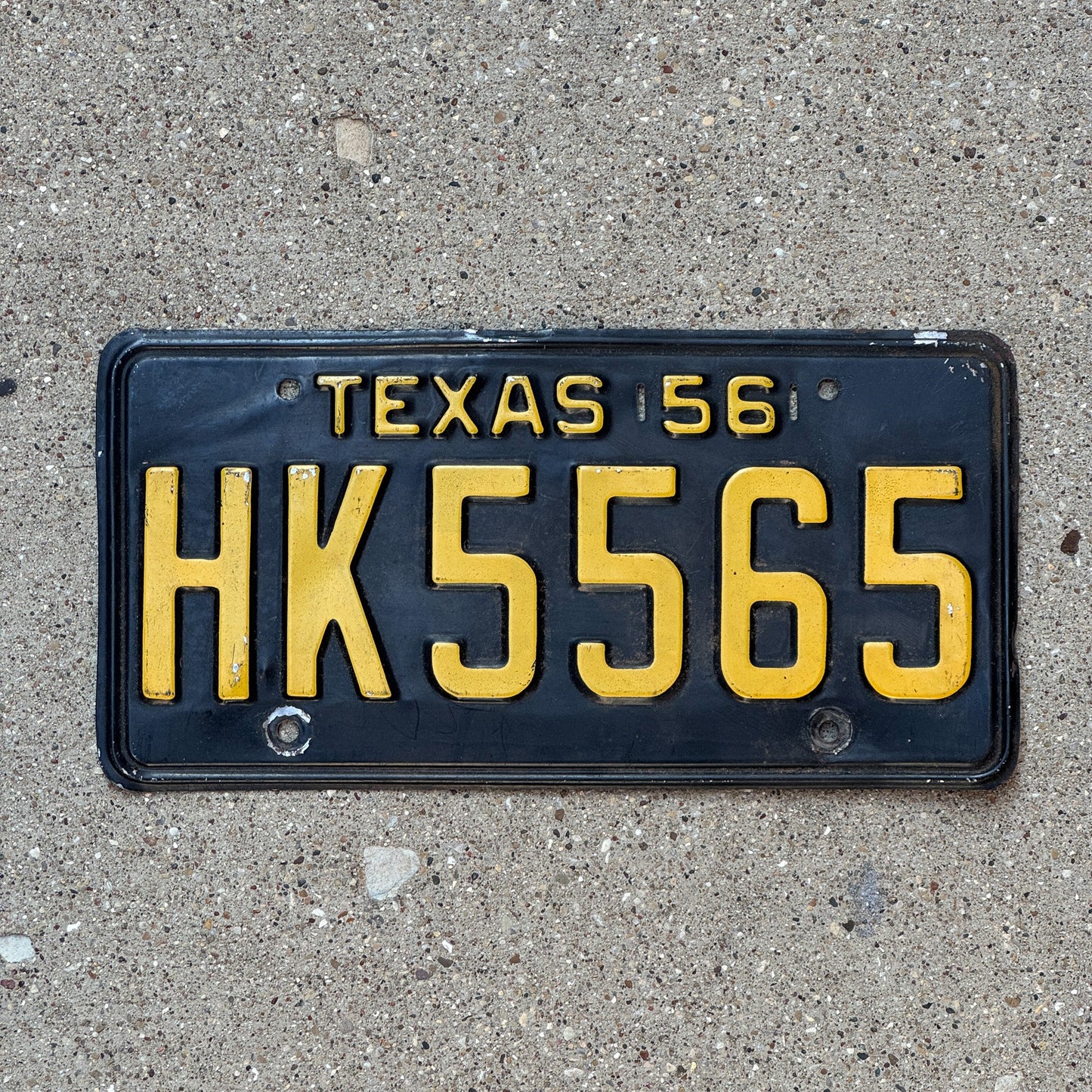 Photo of a 1956 Texas License Plate Auto Tag Garage Decor Vintage HK 5565