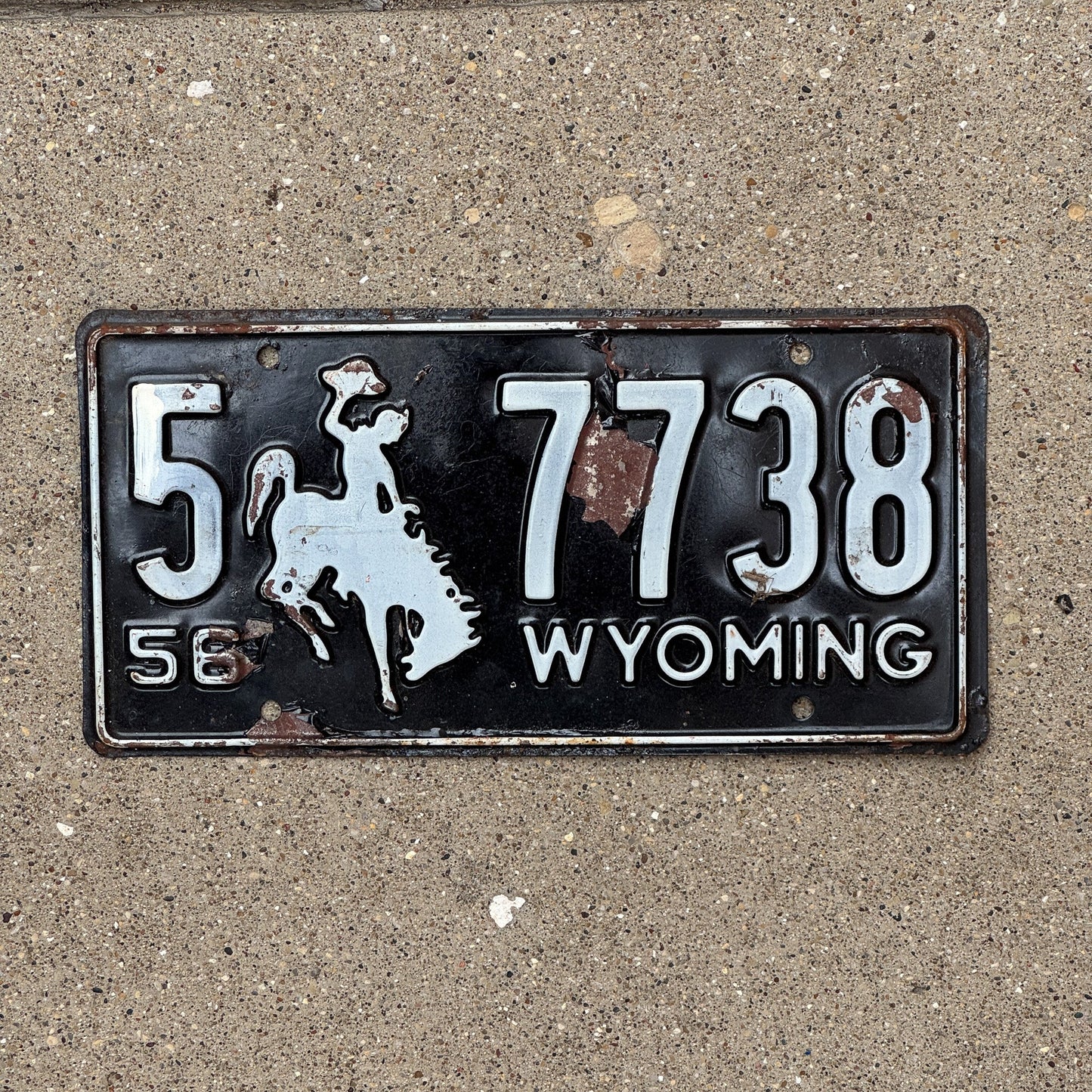 Photo of a 1956 Wyoming License Plate Auto Tag Garage Decor Vintage Cowboy 5 7738