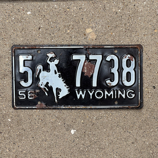 Photo of a 1956 Wyoming License Plate Auto Tag Garage Decor Vintage Cowboy 5 7738