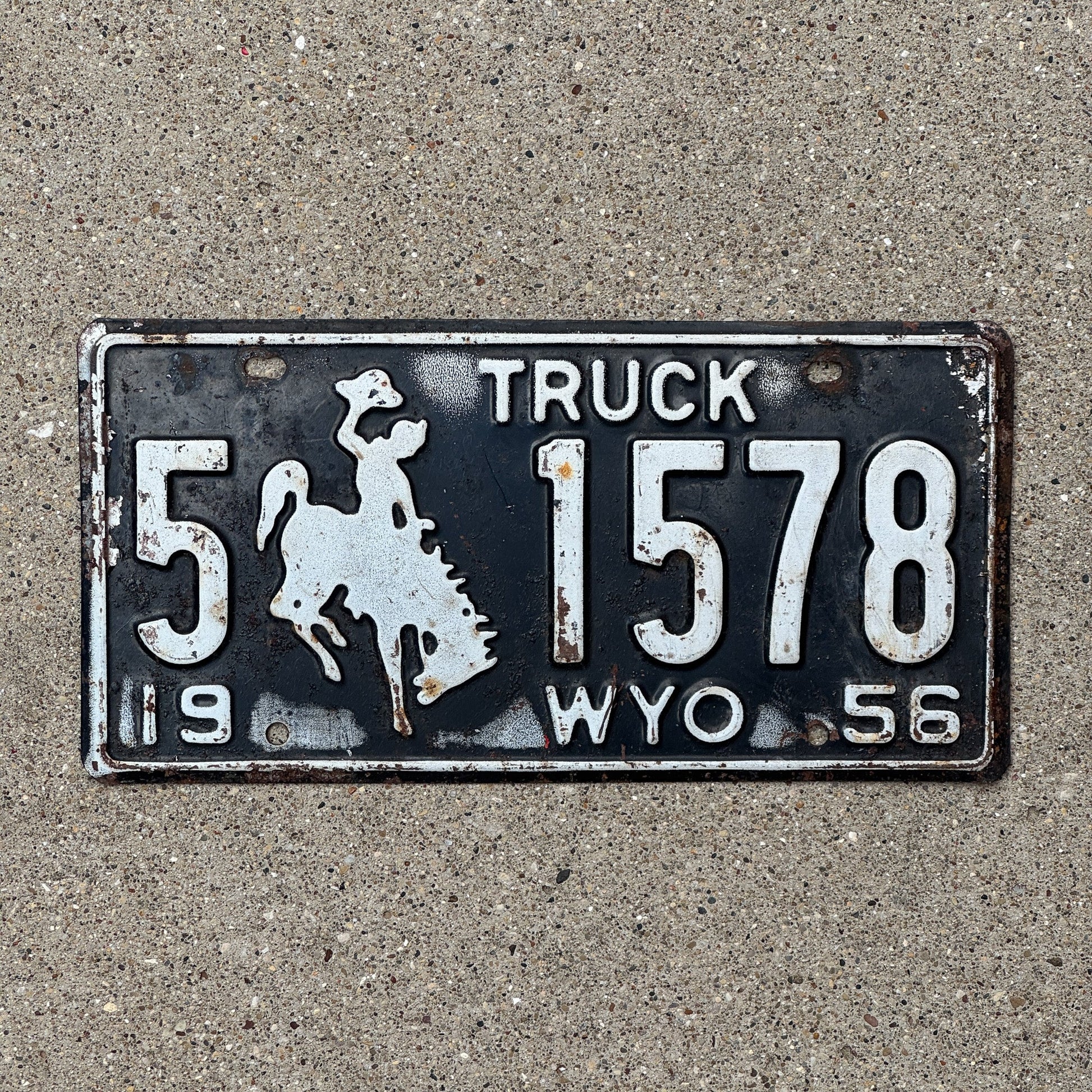 Photo of a 1956 Wyoming Truck License Plate Auto Tag Garage Decor Vintage 5 1578