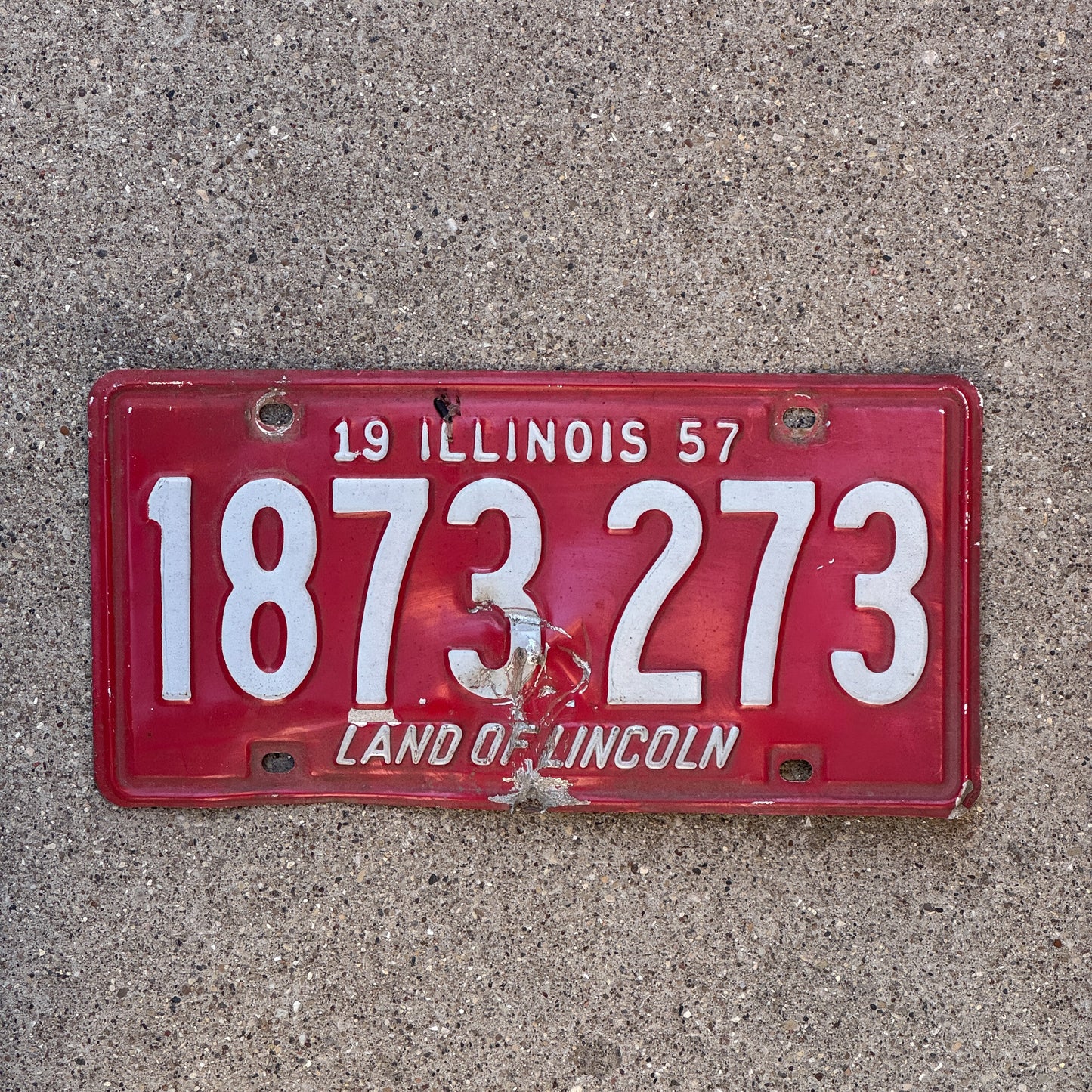 Photo of a 1957 Illinois License Plate Auto Tag 2 Vintage Garage 1 873 273 with original patina