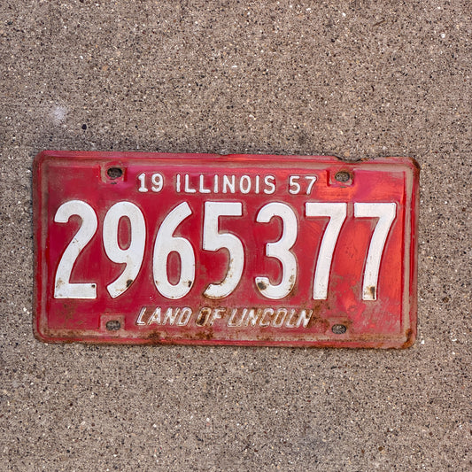Photo of a 1957 Illinois License Plate Auto Tag Garage Decor Vintage 2 965 377 with original patina