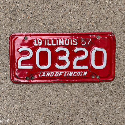 Photo of a 1957 Illinois Motorcycle License Plate Auto Tag Garage Decor Vintage 20320
