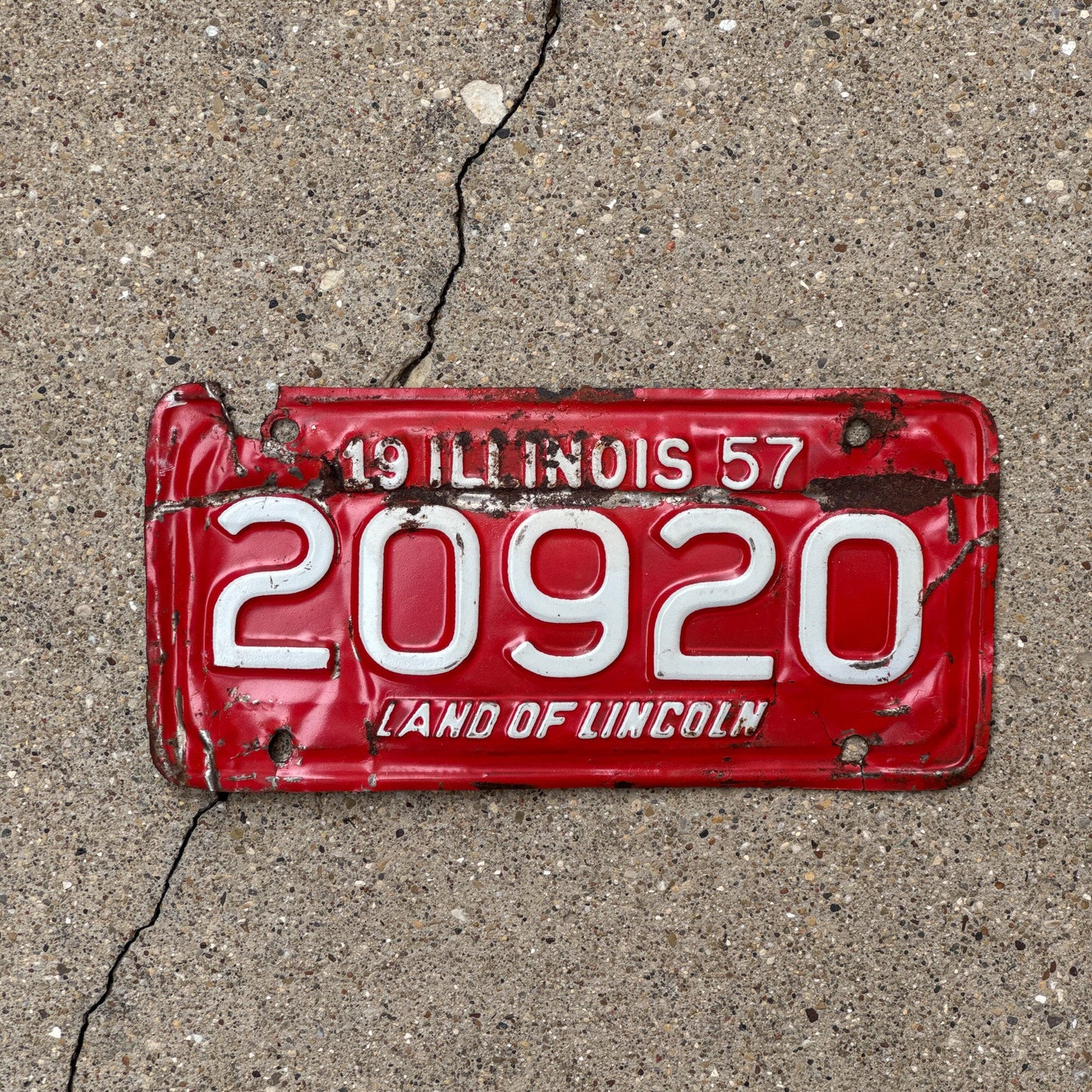 Photo of a 1957 Illinois Motorcycle License Plate Auto Tag Garage Decor Vintage 20920