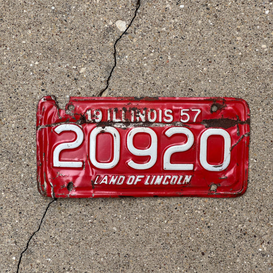Photo of a 1957 Illinois Motorcycle License Plate Auto Tag Garage Decor Vintage 20920