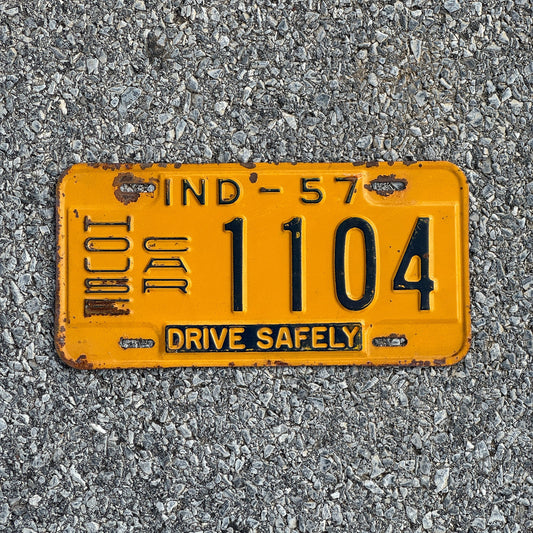 Photo of a 1957 Indiana House Car License Plate Auto Tag Garage Decor Vintage 1104