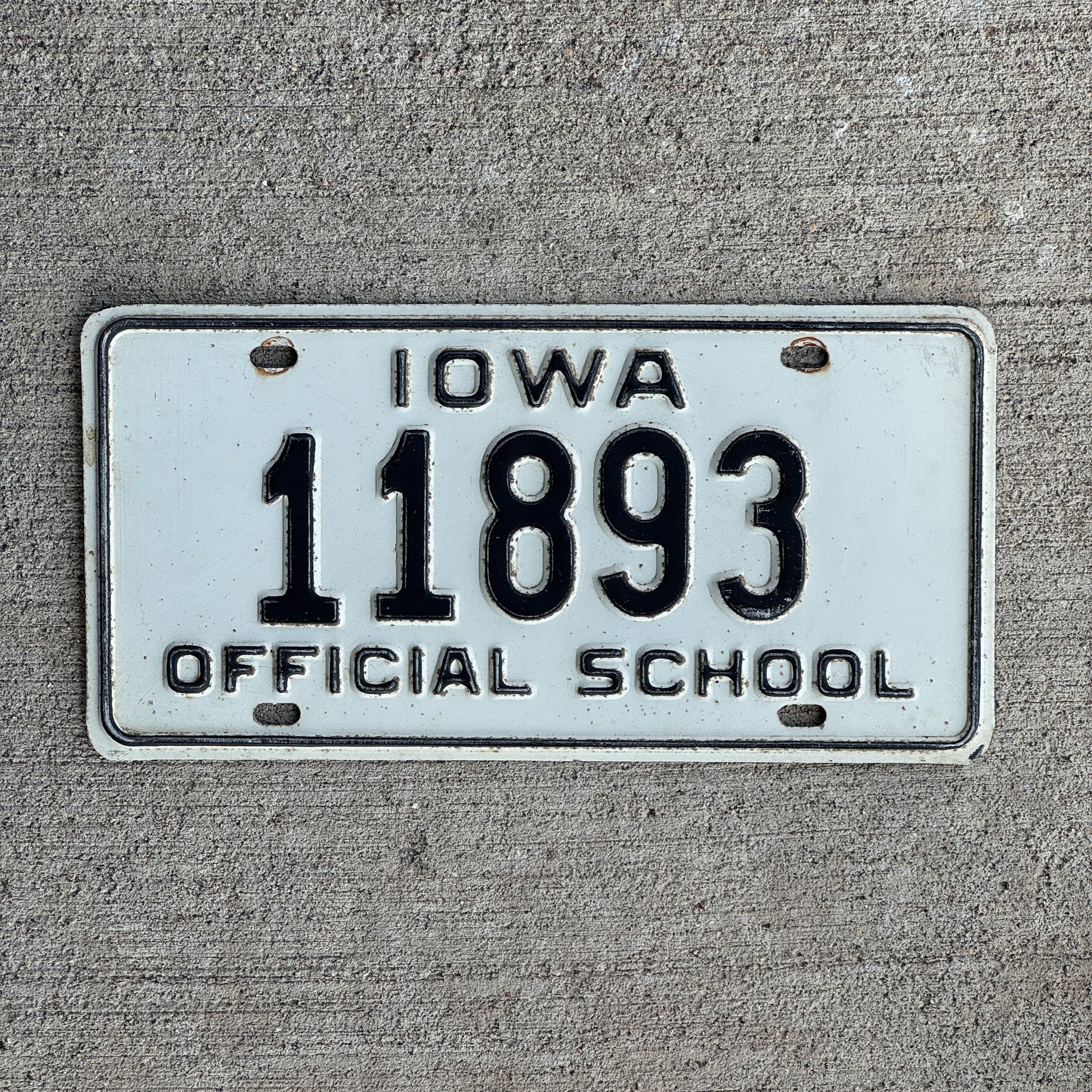 Photo of a 1957 Iowa Official School License Plate Auto Tag Garage Decor Vintage 11893