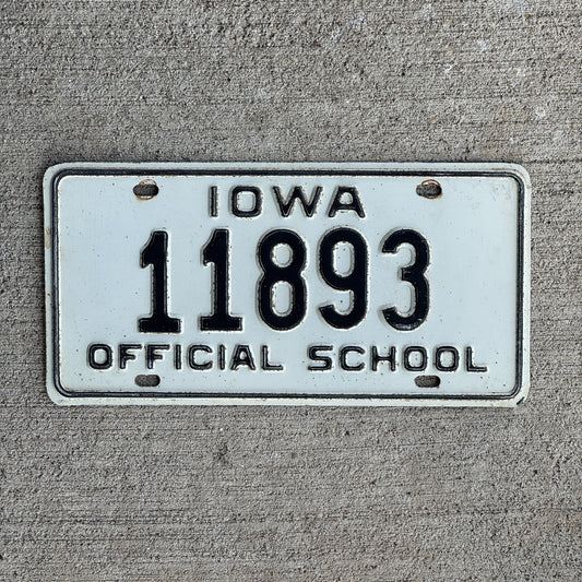 Photo of a 1957 Iowa Official School License Plate Auto Tag Garage Decor Vintage 11893