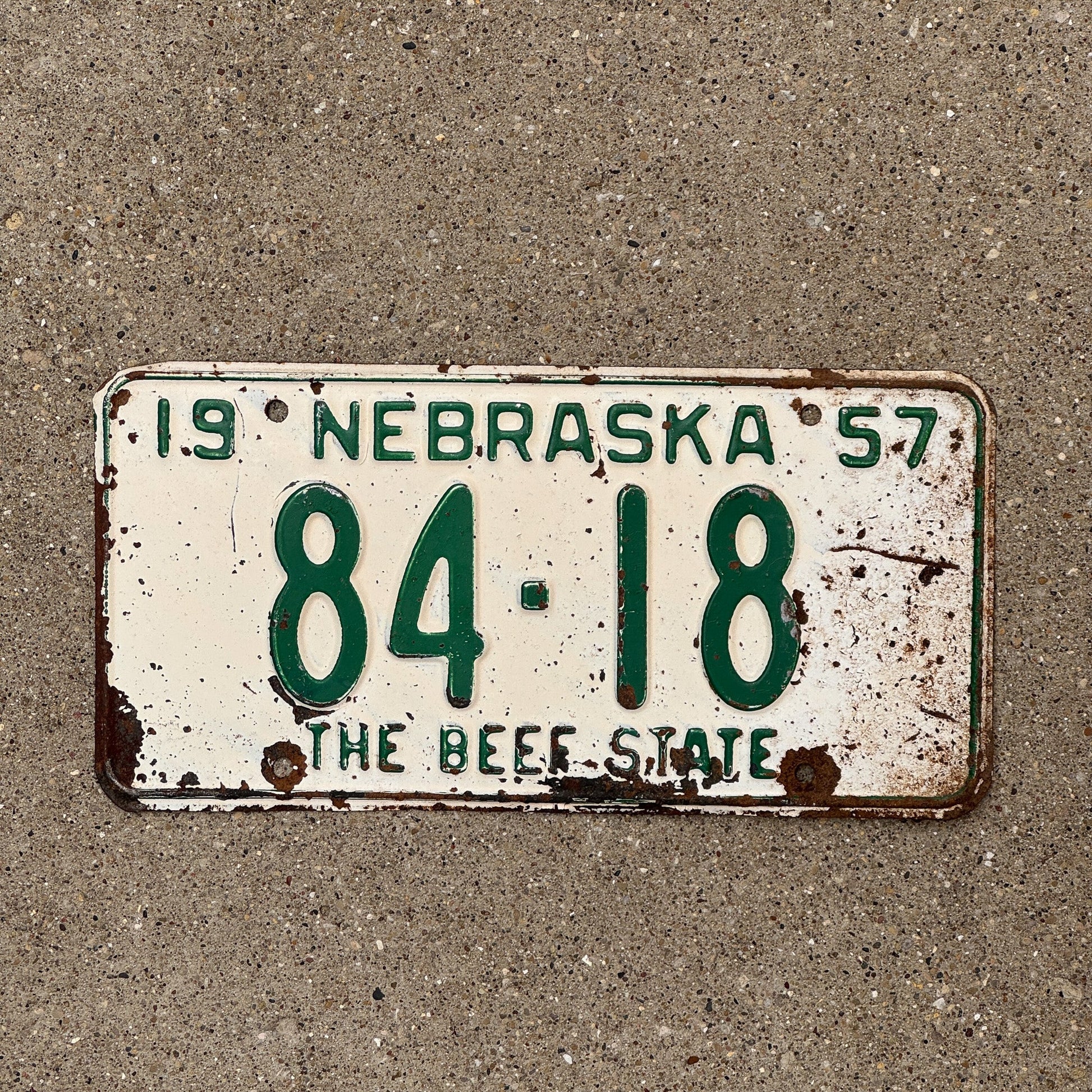 Photo of a 1957 Nebraska License Plate Auto Tag Garage Decor Vintage Beef State 84 18