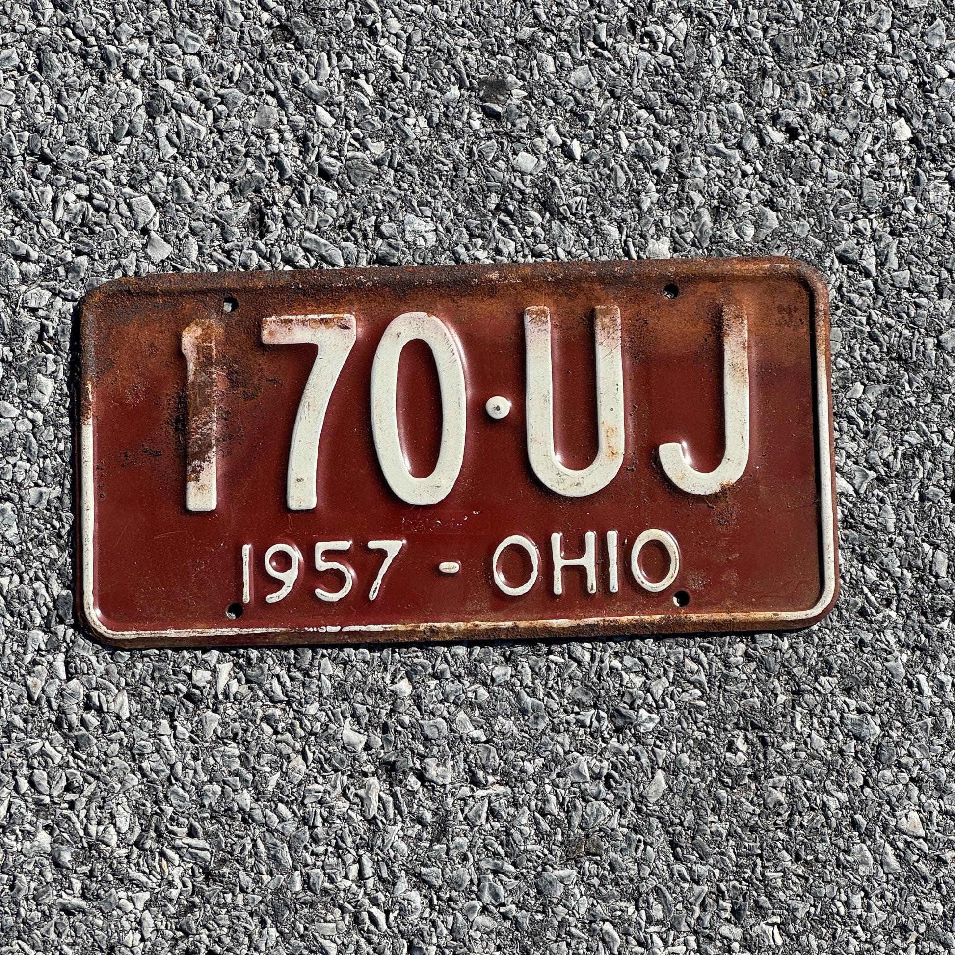 Photo of a 1957 Ohio License Plate Auto Tag Garage Decor Vintage 170 UJ