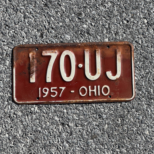 Photo of a 1957 Ohio License Plate Auto Tag Garage Decor Vintage 170 UJ