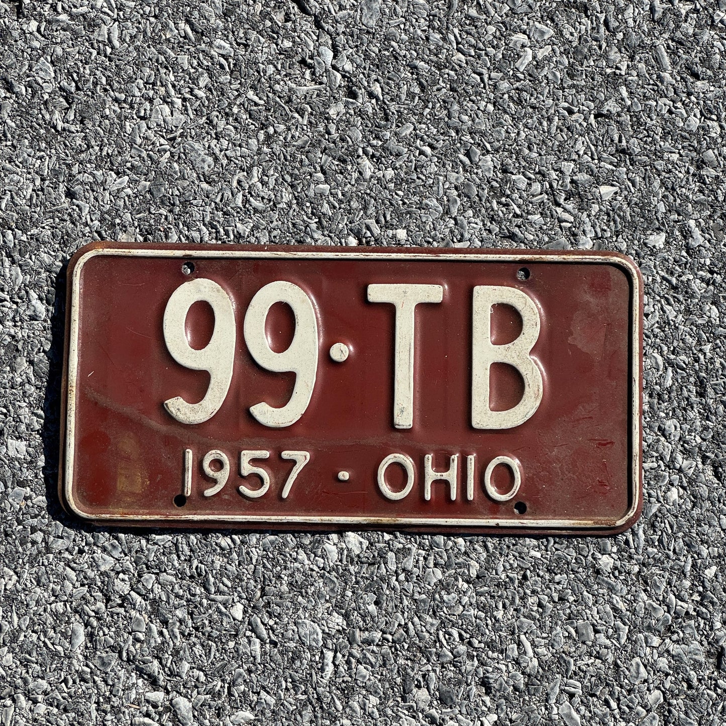 Photo of a 1957 Ohio License Plate Auto Tag Garage Decor Vintage 99 TB