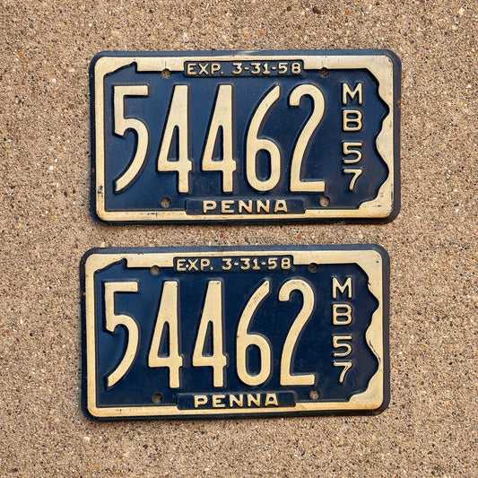Photo of a 1957 Pennsylvania BOAT License Plate Pair Auto Tag Garage Decor Vintage 54462