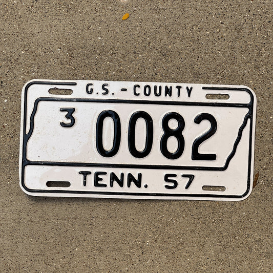 Photo of a 1957 Tennessee County License Plate Auto Tag Garage Decor Vintage 3 0082