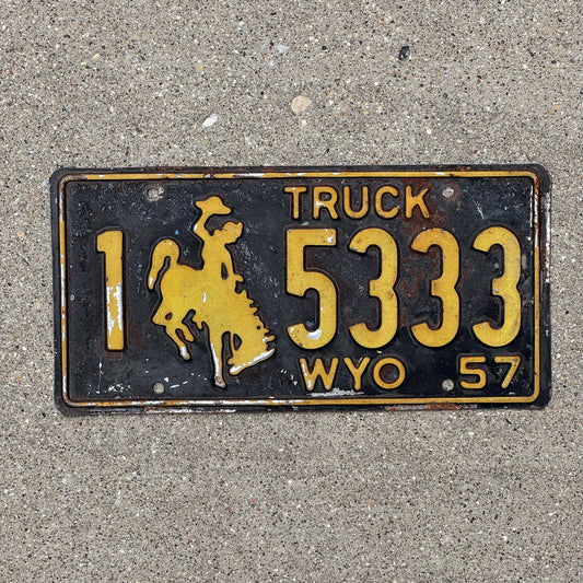 Photo of a 1957 Wyoming Truck License Plate Auto Tag Garage Decor Vintage Repeat Repeating 1 5333