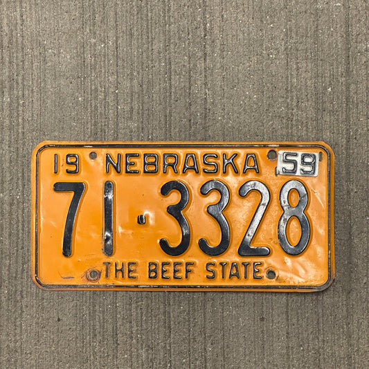 Photo of a 1958 1959 Nebraska License Plate Auto Tag Garage Decor Vintage 71 3328