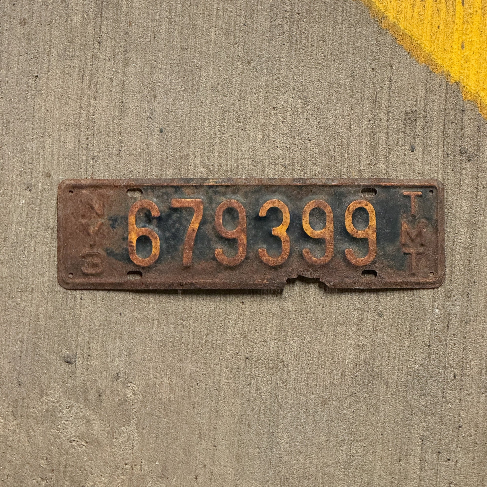 Photo of a 1958 1960 New York Truck Mileage Tax License Plate Auto Tag Garage Decor Vintage Series 3 679399 with original patina