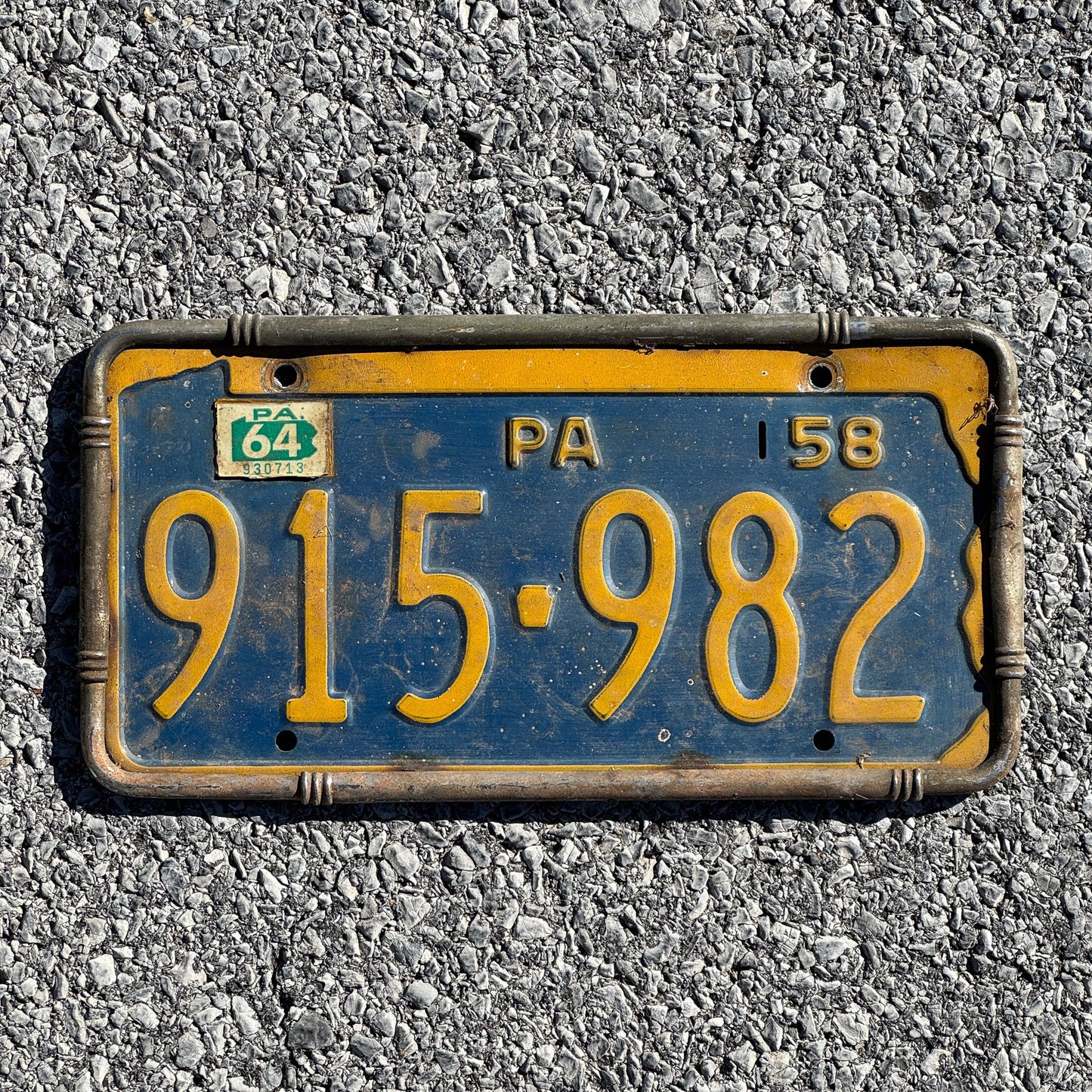Photo of a 1958 1964 Pennsylvania License Plate Auto Tag Garage Decor Vintage 915 982
