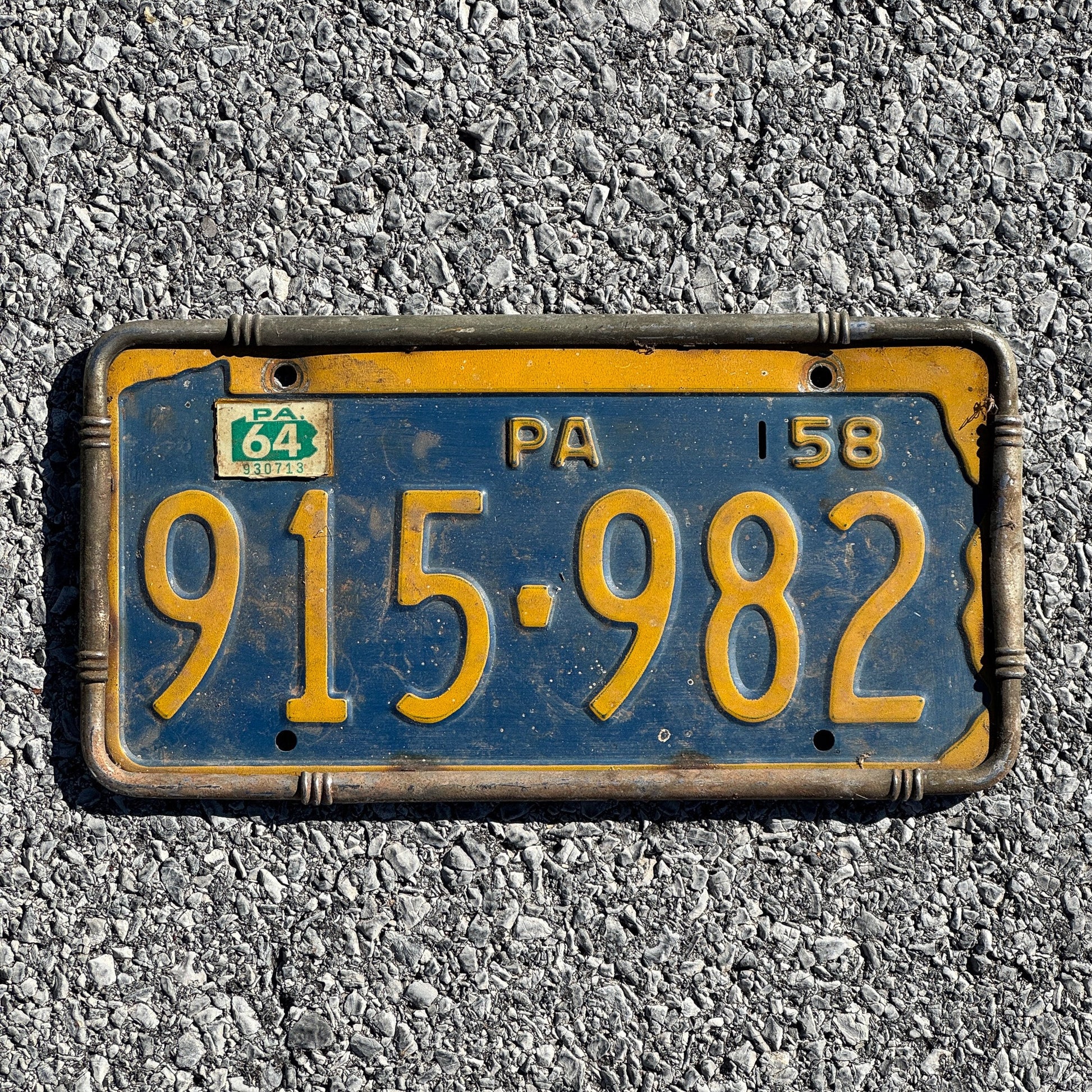 Photo of a 1958 1964 Pennsylvania License Plate Auto Tag Garage Decor Vintage 915 982