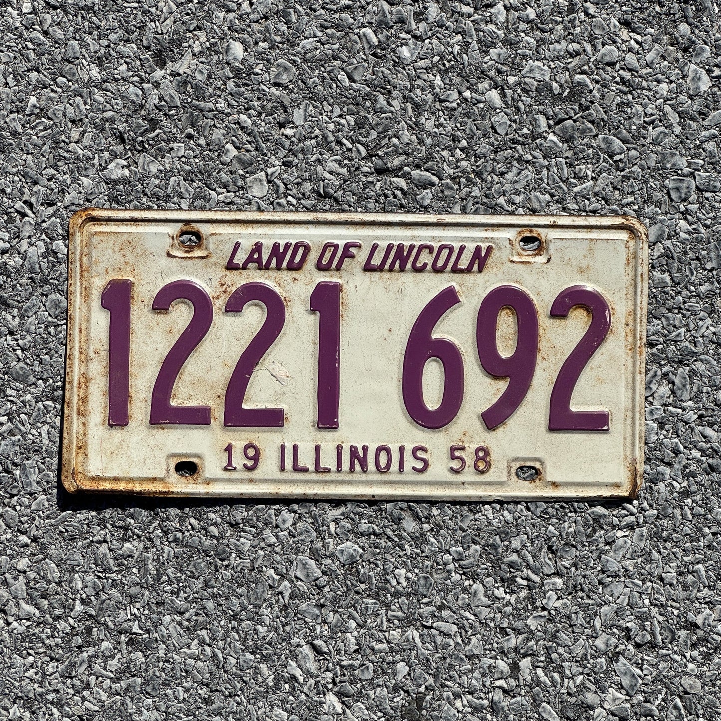 Photo of a 1958 Illinois License Plate Auto Tag Garage Decor Vintage 1221692