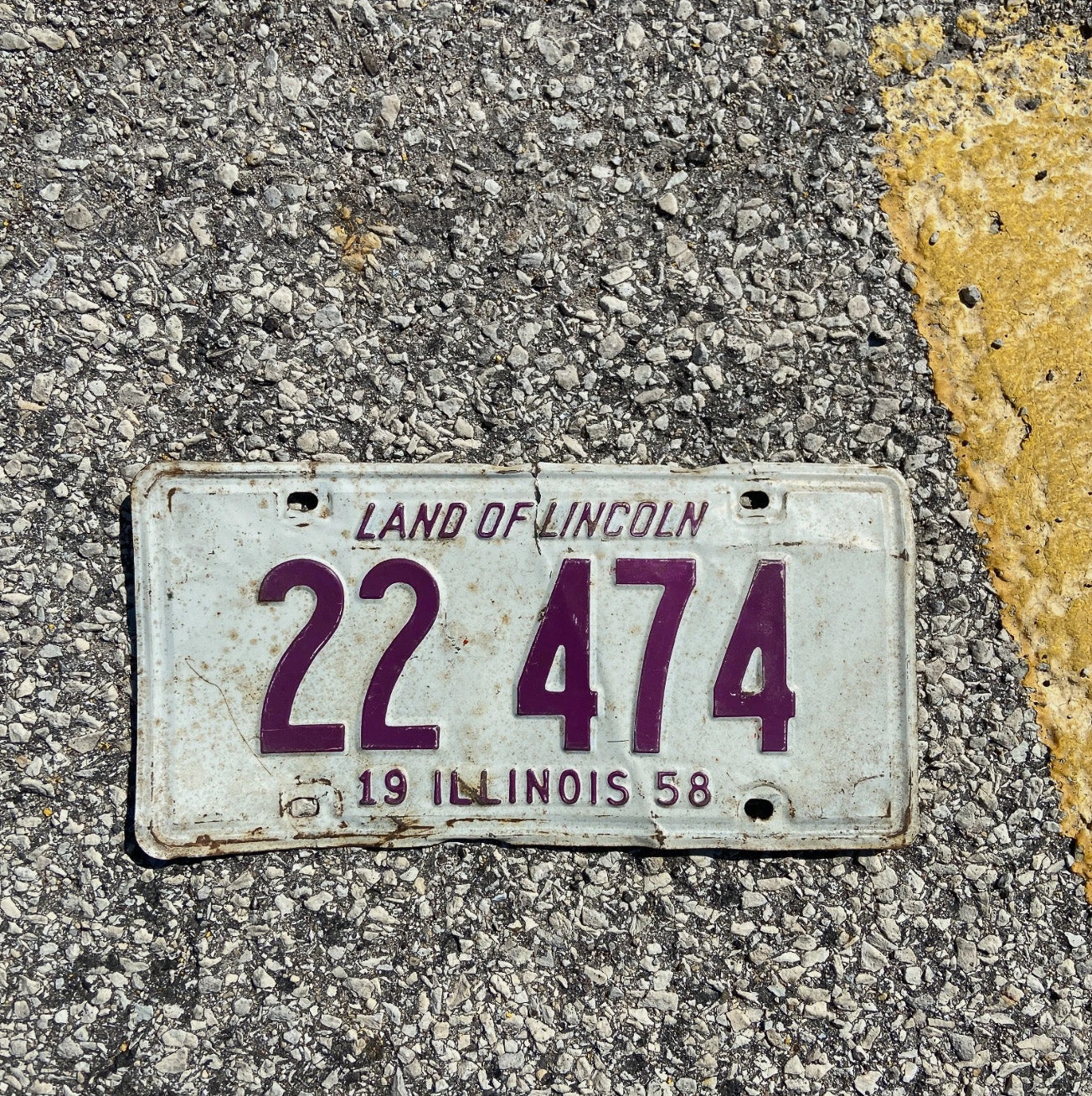 Photo of a 1958 Illinois License Plate Auto Tag Garage Decor Vintage Birthday 1974 February 22 474