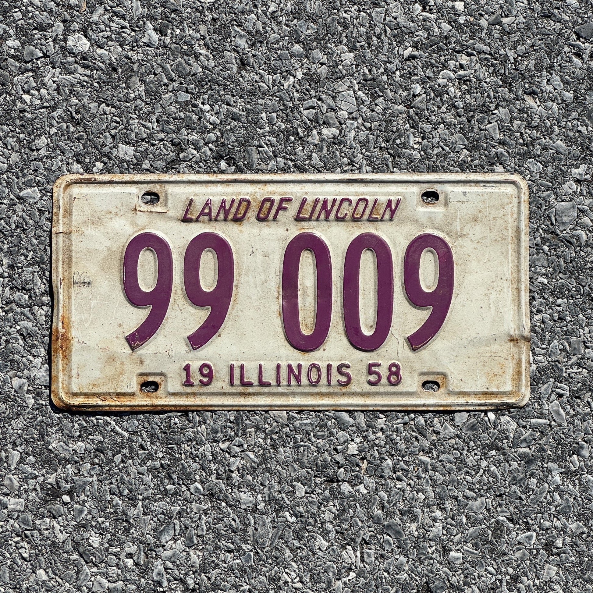 Photo of a 1958 Illinois License Plate Auto Tag Garage Decor Vintage Full House 99 009