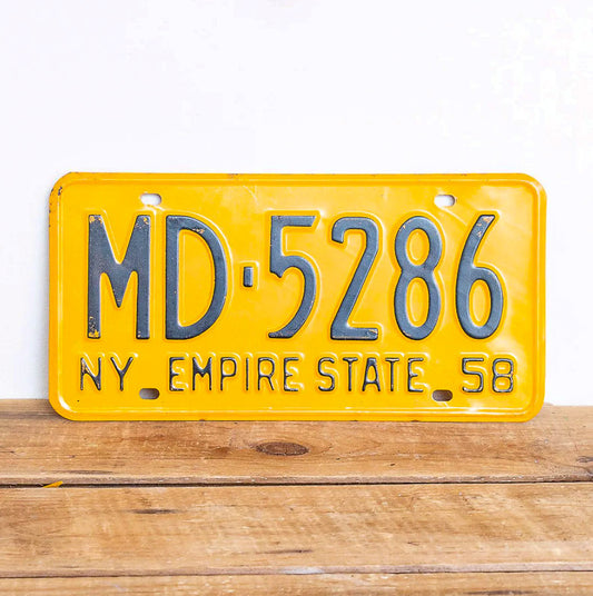Photo of a 1958 New York Doctor License Plate Auto Tag Garage Decor Vintage Medicine Medical MD 5286 with original patina