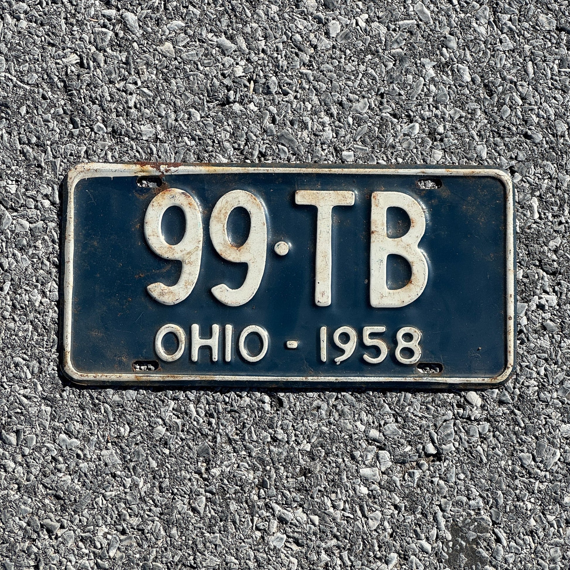 Photo of a 1958 Ohio License Plate Auto Tag Garage Decor Vintage 99 TB