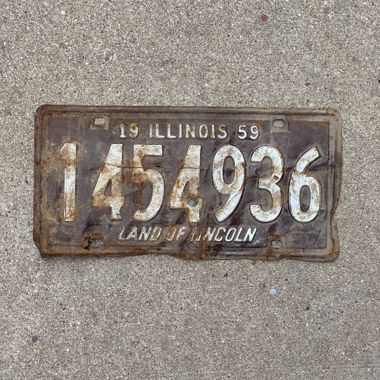 Photo of a 1959 Illinois License Plate Auto Tag Garage Decor Vintage 1 454 936 with original patina