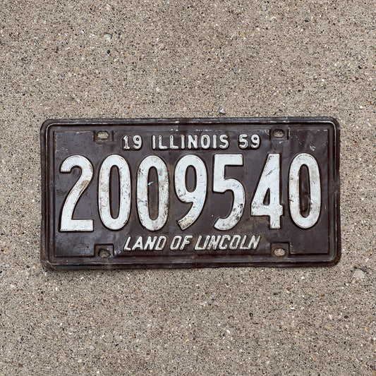 Photo of a 1959 Illinois License Plate Auto Tag Garage Decor Vintage 2009540