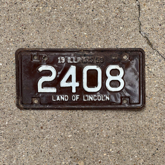 Photo of a 1959 Illinois Motorcycle License Plate Auto Tag Garage Decor Vintage 2408