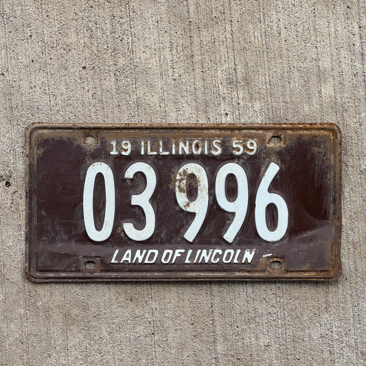 Photo of a 1959 Illinois Taxi License Plate Auto Tag 1 Vintage Garage 03 996 with original patina