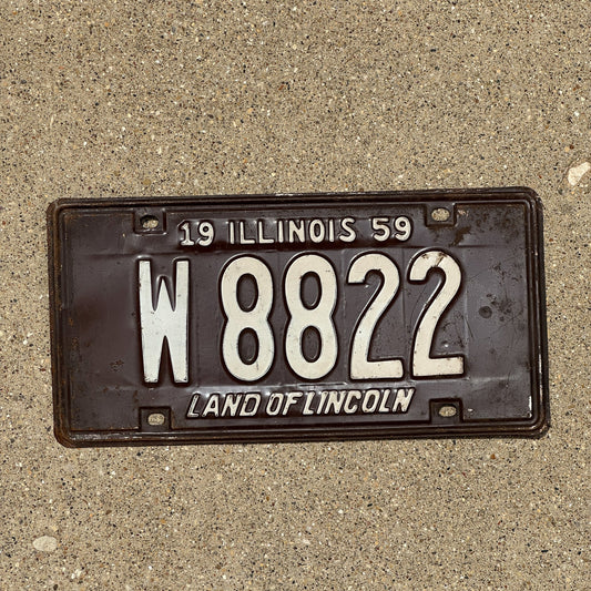 Photo of a 1959 Illinois Trailer License Plate Auto Tag Garage Decor Vintage W 8822