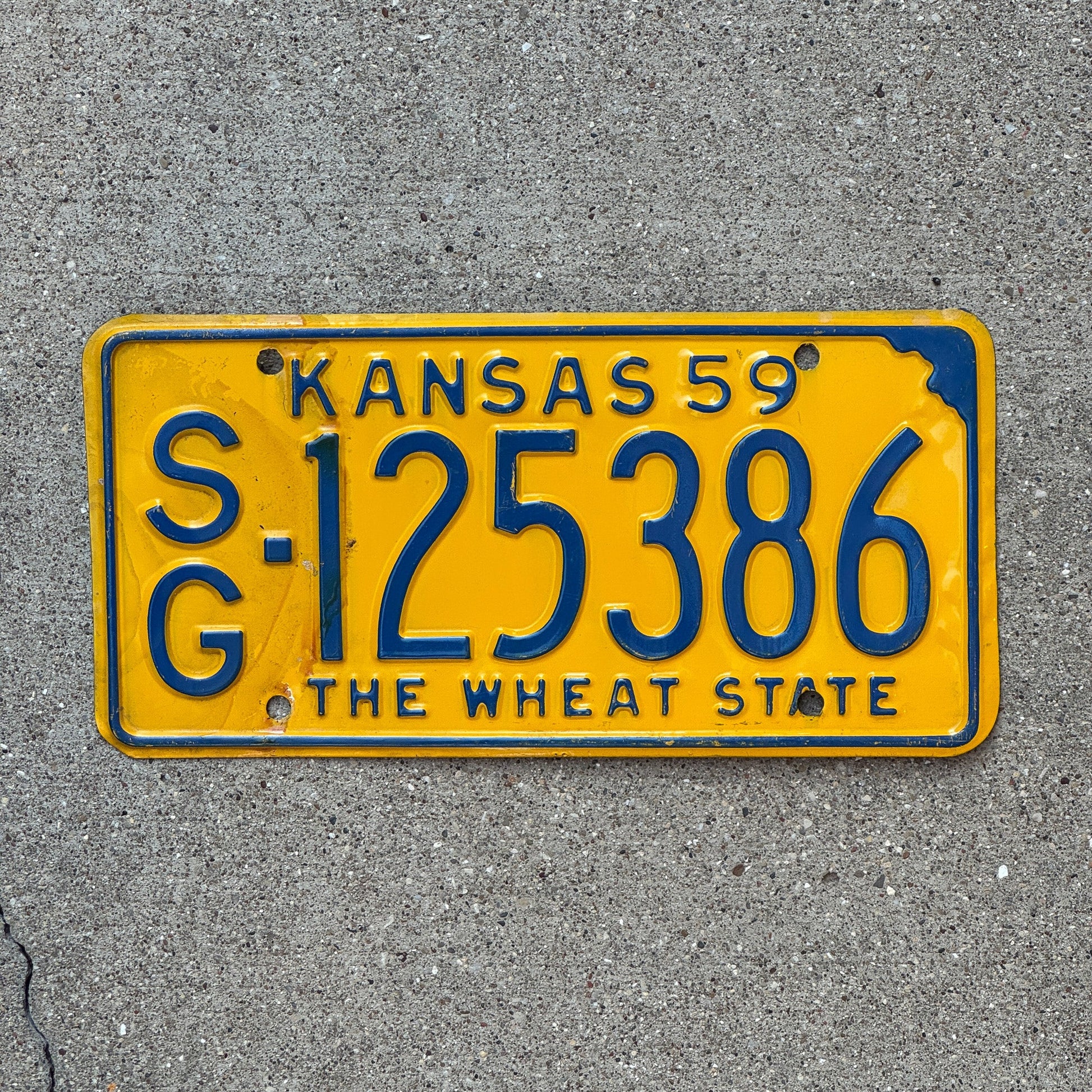 Photo of a 1959 Kansas License Plate Auto Tag Garage Decor Vintage Sedgwick County SG 125386