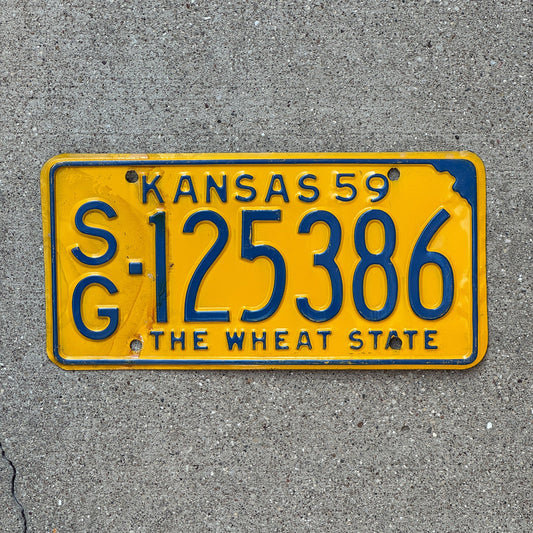 Photo of a 1959 Kansas License Plate Auto Tag Garage Decor Vintage Sedgwick County SG 125386