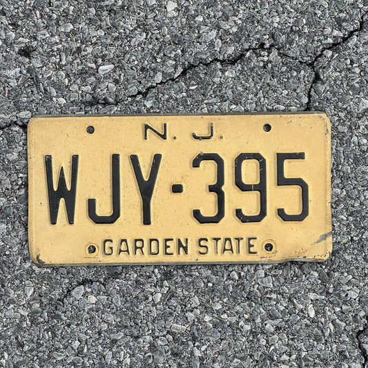 Photo of a 1959 New Jersey License Plate Auto Tag Garage Decor Vintage WJY 395