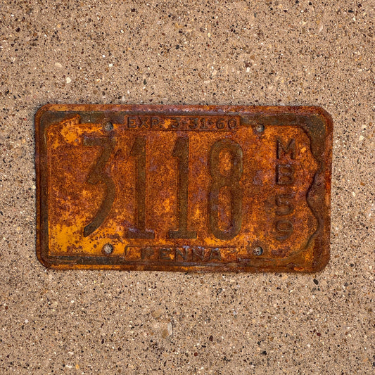 Photo of a 1959 Pennsylvania Motor Boat License Plate Auto Tag Garage Decor Vintage Rusty Rustic 3118