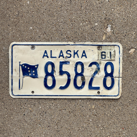 Photo of a 1960 1961 Alaska License Plate Auto Tag Garage Decor Vintage 85828 with original patina