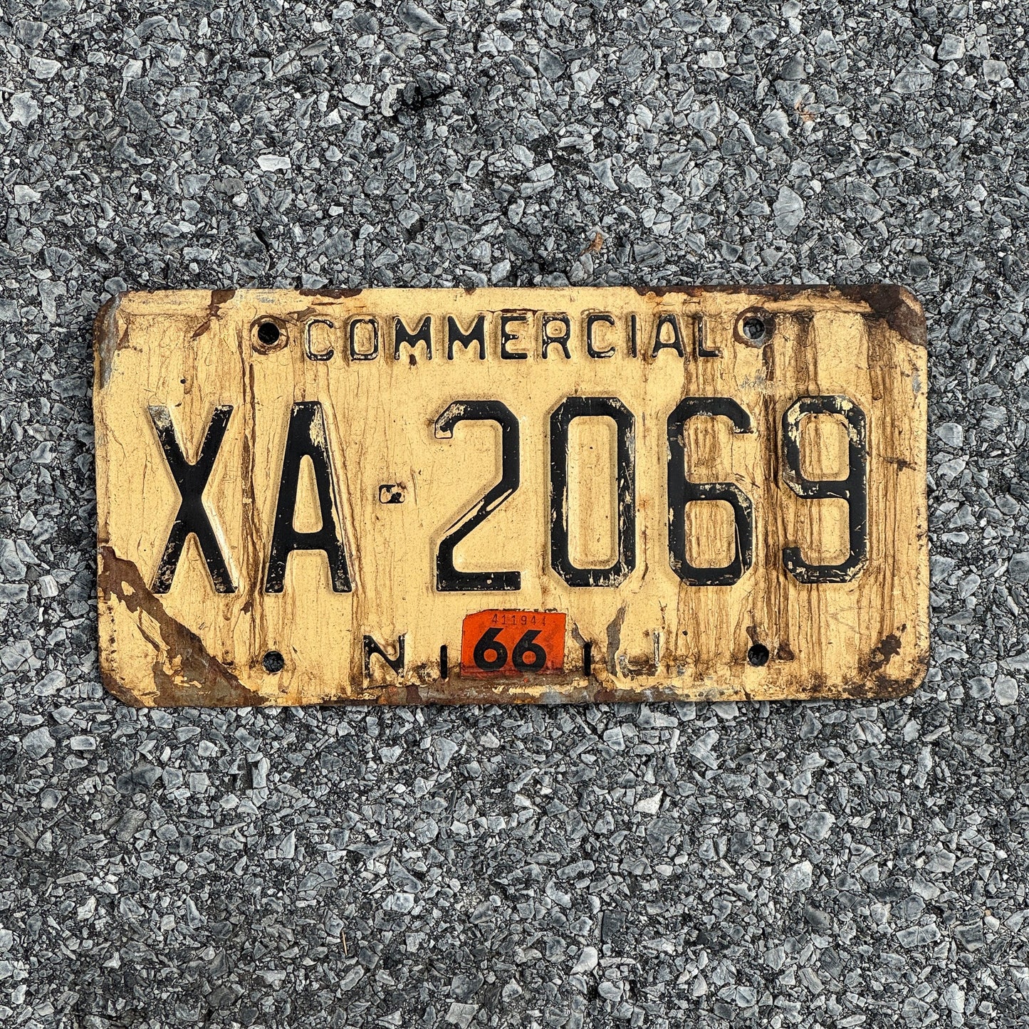 Photo of a 1960 1966 New Jersey Truck License Plate Auto Tag Garage Decor Vintage XA 2069