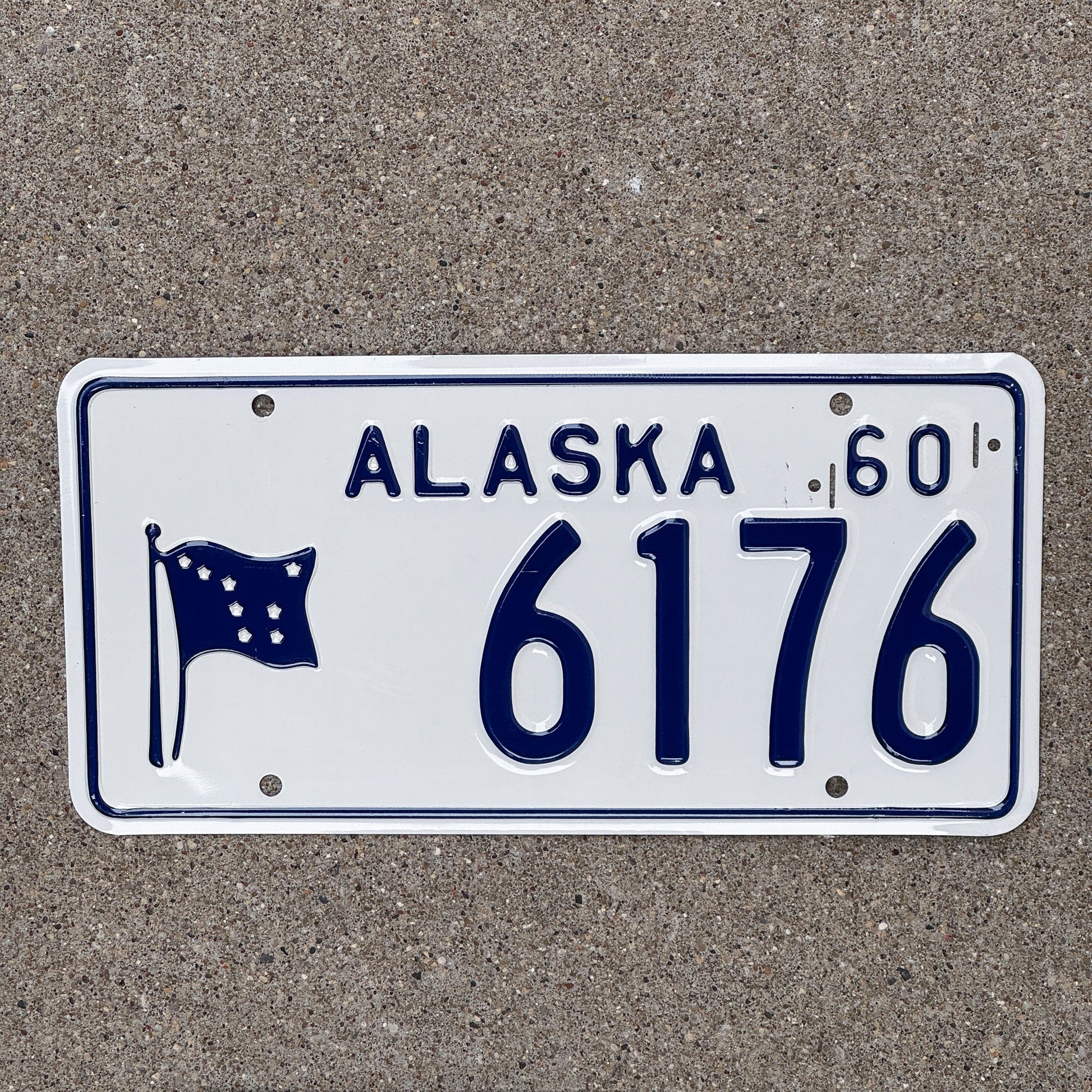 Photo of a 1960 Alaska License Plate Auto Tag Garage Decor Vintage High Quality 6176 with original patina