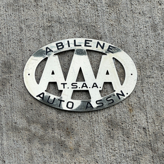 Photo of a 1960 Era Abilene Texas License Plate Topper Auto Tag Garage Decor Vintage AAA with original patina