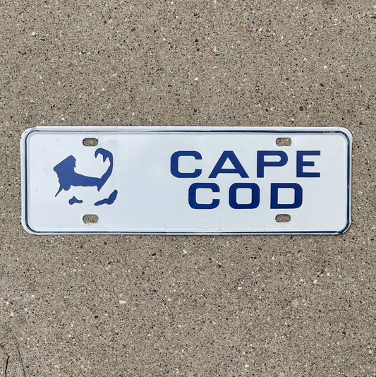 Photo of a 1960 Era Cape Cod Massachusetts License Plate Topper Auto Tag Garage Decor Vintage Auto Garage Decor Car with original patina