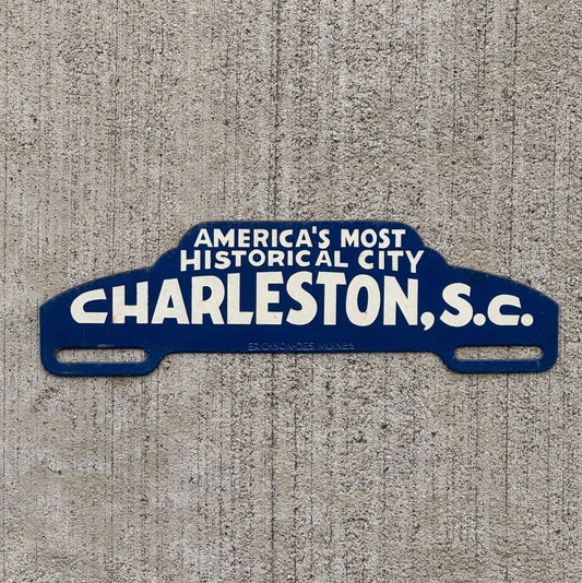 Photo of a 1960 Era Charleston South Carolina License Plate Topper Auto Tag Garage Decor Vintage Historical City with original patina