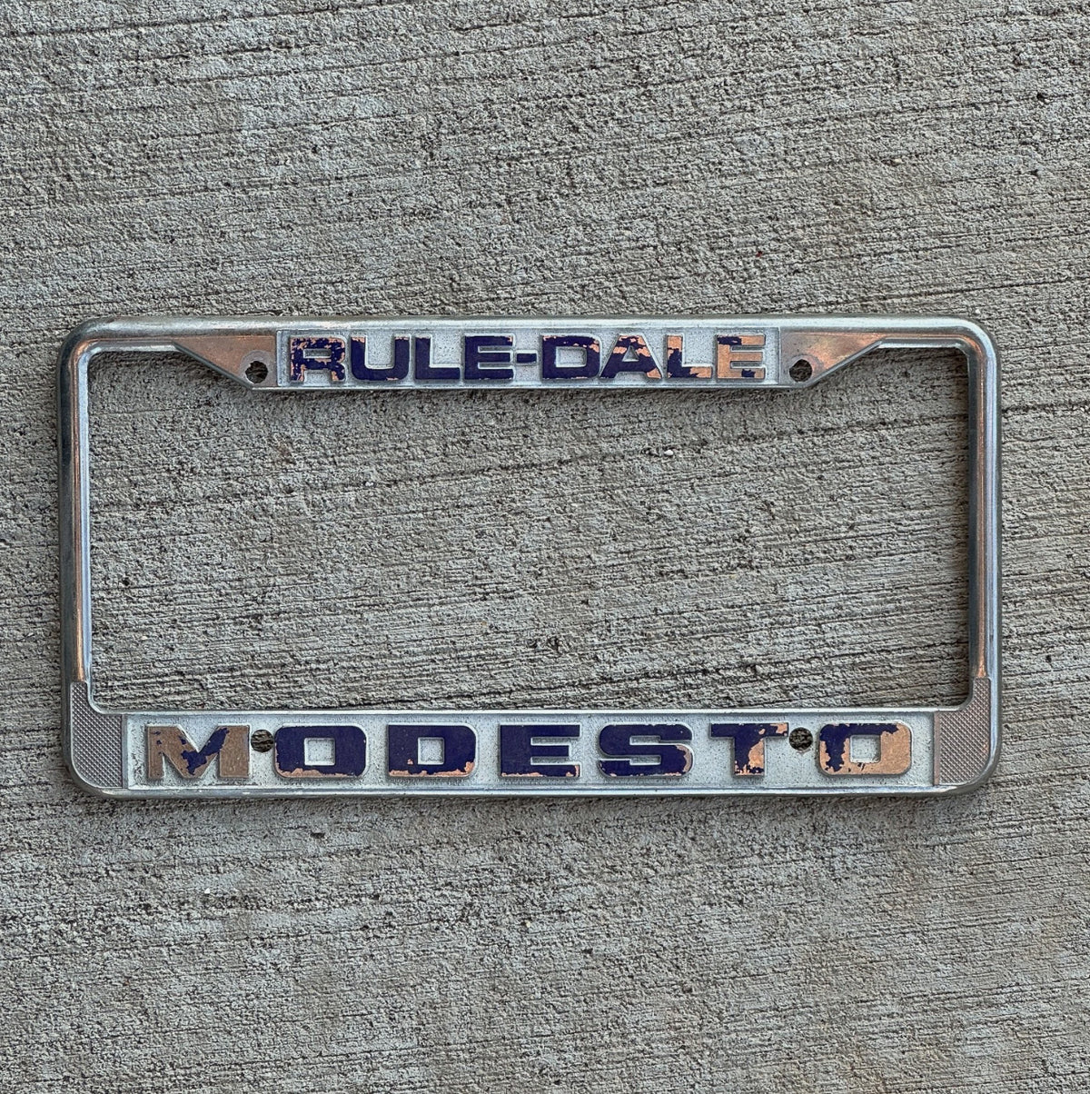 1960 Era Modesto California License Plate Frame Rule Dale Lincoln Mercury Dealer