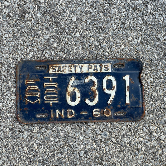 Photo of a 1960 Indiana Farm Tractor License Plate Auto Tag Garage Decor Vintage 6391