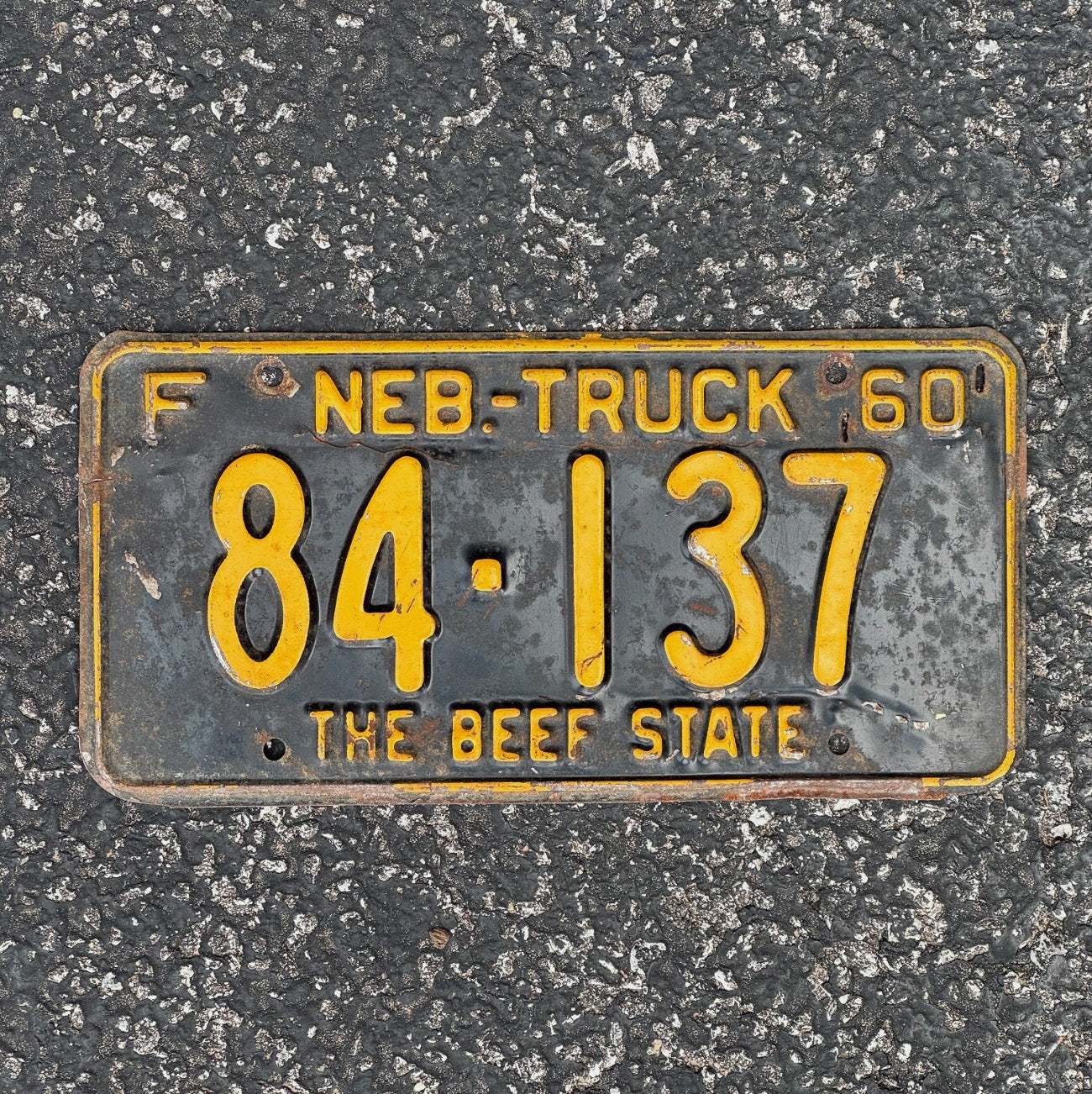 Photo of a 1960 Nebraska License Plate Auto Tag Garage Decor Vintage 84137