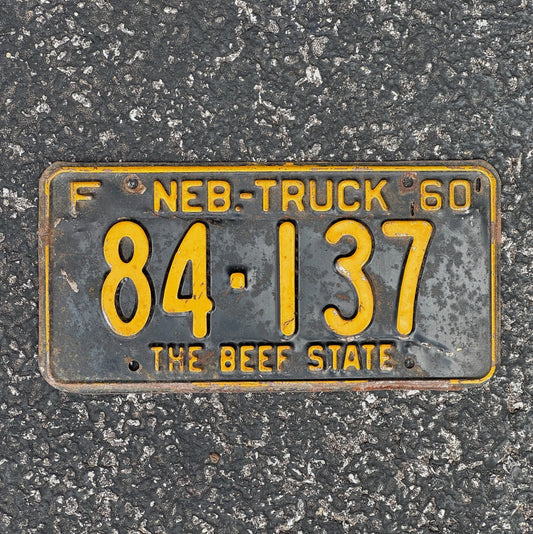 Photo of a 1960 Nebraska License Plate Auto Tag Garage Decor Vintage 84137