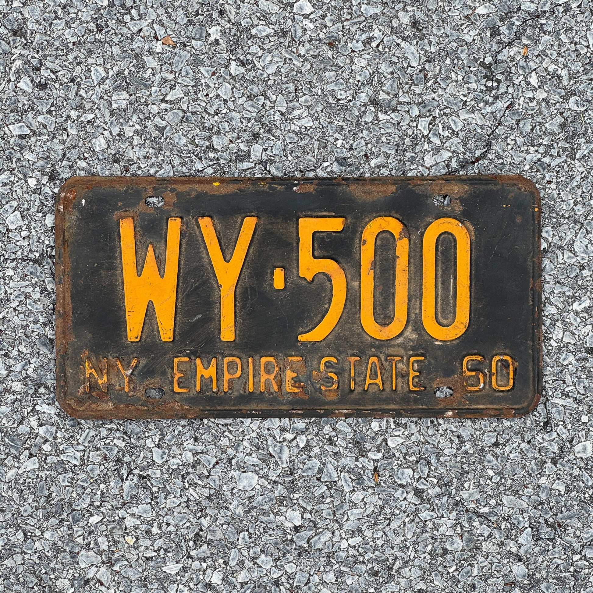 Photo of a 1960 New York License Plate Auto Tag Garage Decor Vintage Wyoming County WY 500