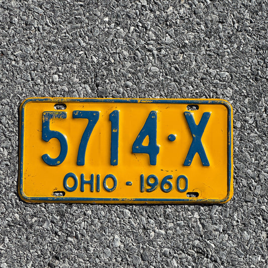 Photo of a 1960 Ohio License Plate Auto Tag Garage Decor Vintage 5714 X