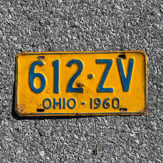 Photo of a 1960 Ohio License Plate Auto Tag Garage Decor Vintage 612 ZV